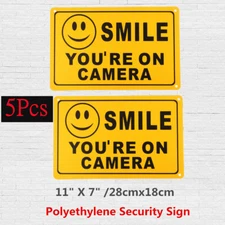 5X Smile You're on Camera Business Security Sign CCTV Video Surveillance Warning