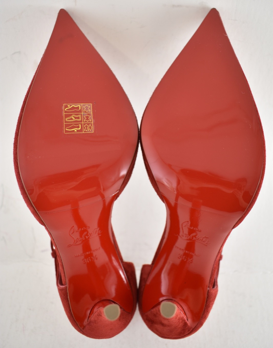 Christian Louboutin Miss Ziggyta 100 Fever Red Suede Cross Strap