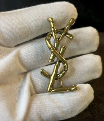 #ad Vintage Goldtone Ysl Brooch 2” $84.99