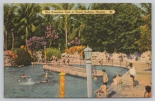 The Venetian Pool Coral Gables Florida Linen Postcard Tichnor Bros