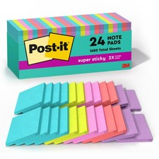 Post-it Super Sticky Notes, 24 24 Pads   70 Sheets Each, Supernova Neons