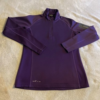 Eddie Bauer Quarter Zip Pullover Top Womens Medium Purple Wolf Logo Athletic