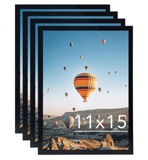 11x15 Black Picture Frame Set of 4, Horizontal and Vertical Formats for Wall ...