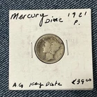 1921 Mercury Silver Dime Almost Good AG Coin