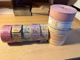 10 BUS TICKET MACHINE TICKET ROLLS (ALL IMAGED) TR11