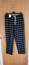 Image of BNWT Mens 100% cotton M&S Navy mix checked lounge trousers size L