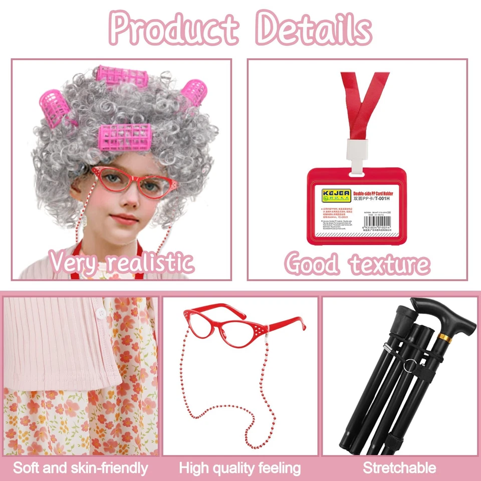 2Kids110 Niño 100º Día de Escuela Disfraz Vieja Dama Disfraz para Niña 100 Días... Foto 3 de 4