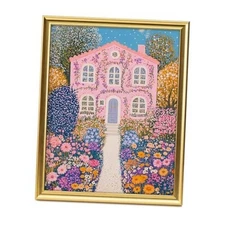 Gold Framed Floral Canvas Wall Art Decor, Wall Prints 14L" x 11W" House blush