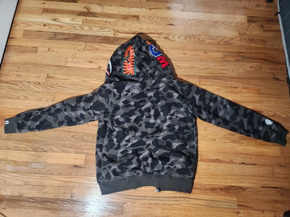 Sudadera con Capucha A Bathing Ape Bape Para Hombre Cremallera Completa Camuflada Tiburón Talla Grande Foto 2 de 4
