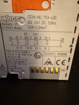 WAGO 750-430 DC Input Module - 8DI 24V 3,0ms
