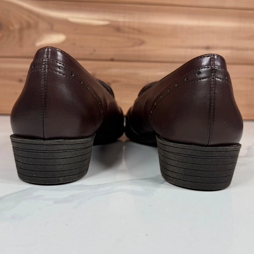 Natural Soul by Naturalizer Brown Leather Loafer Block Dress Shoes Womens 7 M - Image 4 of 4