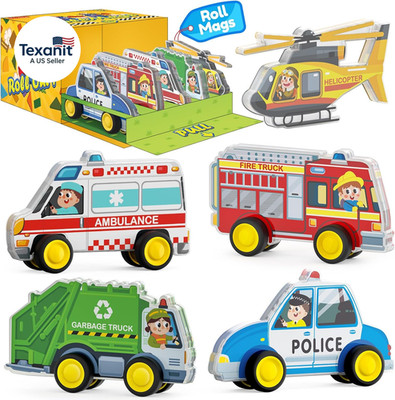 Rolling City Vehicle for Magnetic Tiles, Free Wheels Rescue Toy Cars Compatible