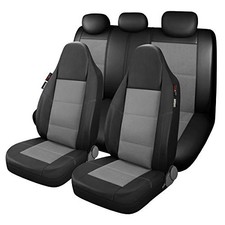 P J AUTO Leather and Mesh High Back Car Seat Cover Full Set Integrated Bucket