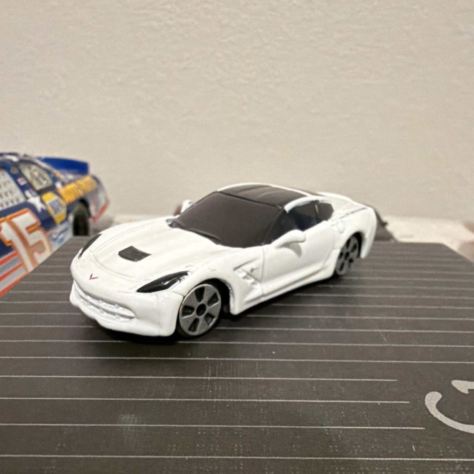 Chevrolet Corvette White Black Diecast Car Model with Opening Doors