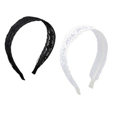 2 PCS Lace Headbands Breathable Comfortable Non Slip Hollow Out Texture Wid BRZT