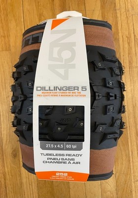 45NRTH Dillinger 5 Studded Fat Bike Tire, 27.5x 4.5, 60 tpi