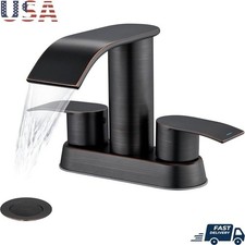 Waterfall Bathroom Faucet SUS304 Stainless Steel Deck Mount W/ Pop Up Drain