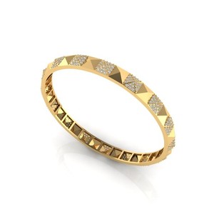 Authentic 925 Sterling Silver Handmade Women Diamond Geometric Bangle for Her