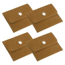 4Pcs 4x3 Inch Jewelry Pouches Velvet with Snap Button for Rings Yellow