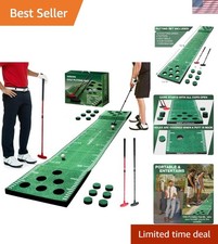 Deluxe Golf Indoor Putting Green with Adjustable Putters - Great Fun Anywhere 