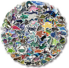 100 Pcs Ocean Animal Stickers, Waterproof Vinyl Sea Life Sticker Pack