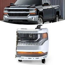 For 2016-2018 Silverado 1500 Chrome Bezel Driver Side Headlight HID Headlamp