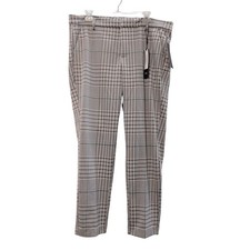 NWT Liverpool Plaid Trouser Pants Slash Pockets Flat Front Gray Womens 14/32