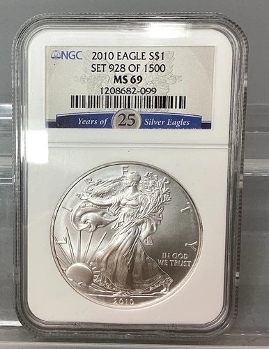 2010 American Silver Eagle - NGC - MS 69 - Set 928 Of 1500