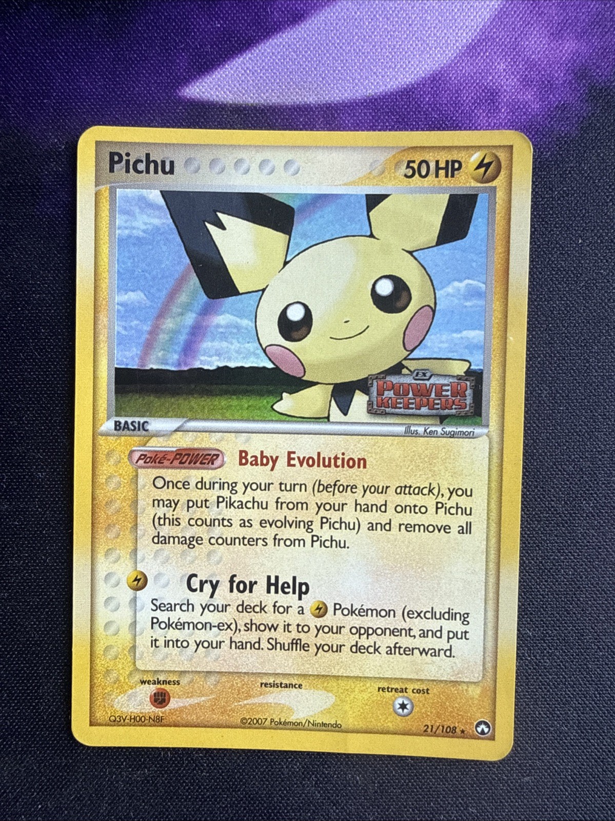 Pokemon Card - Pichu Power Keepers 21/108 Rare Reverse Holo Stamped NM/M