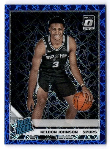 2019-20 Panini Donruss Optic #186 Keldon Johnson Blue Velocity RC Spurs