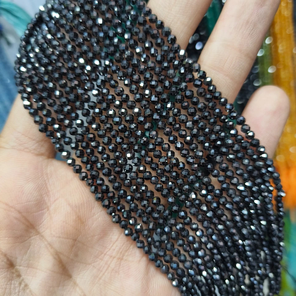 Natural Black Diamond Beads, 3mm Faceted Rondelle Beads, Diamond - Image 2 of 3