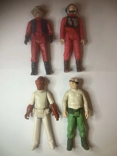 Vintage Star Wars Kenner ROTJ Rebel Figure Lot- Nien Nunb, Ackbar, B-Wing Pilot