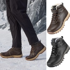 Men's Snow Boots Insulated Winter Fur Lined Non-Slip Snow Ankle Boots Outdoor