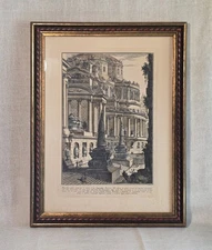 Framed Print Of Etching By Piranesi Roman Architecture Ancient Mausoleum Italian