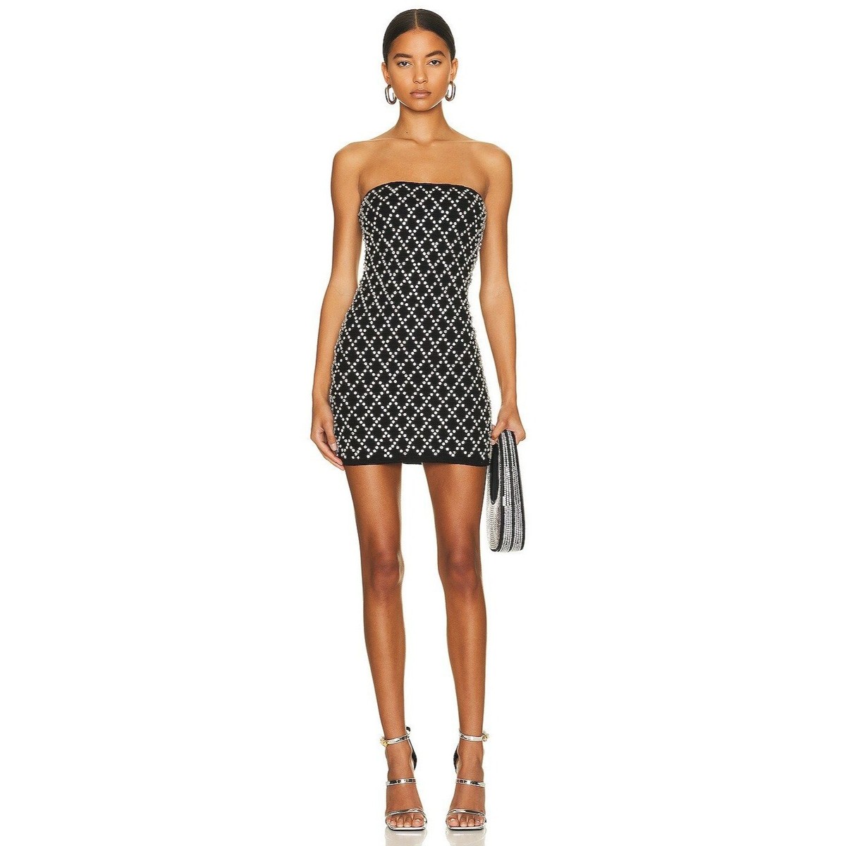 brown polka dot bandeau felicity midi dress Nobody's Child Felicity bandeau midi dress in brown spot