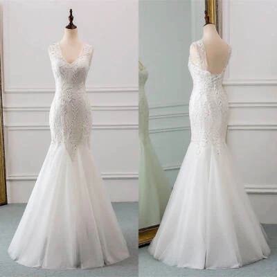 Brautkleid Hochzeitskleid Mermaid Spitze Aufkleber Maßgeschneidert 38 40 42 44 - Bild 1 von 4