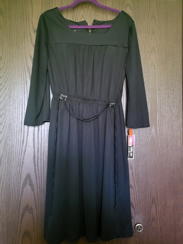 Abito vintage Jo-Glo Textiles nero nuovo con etichette taglia 18 made in USA