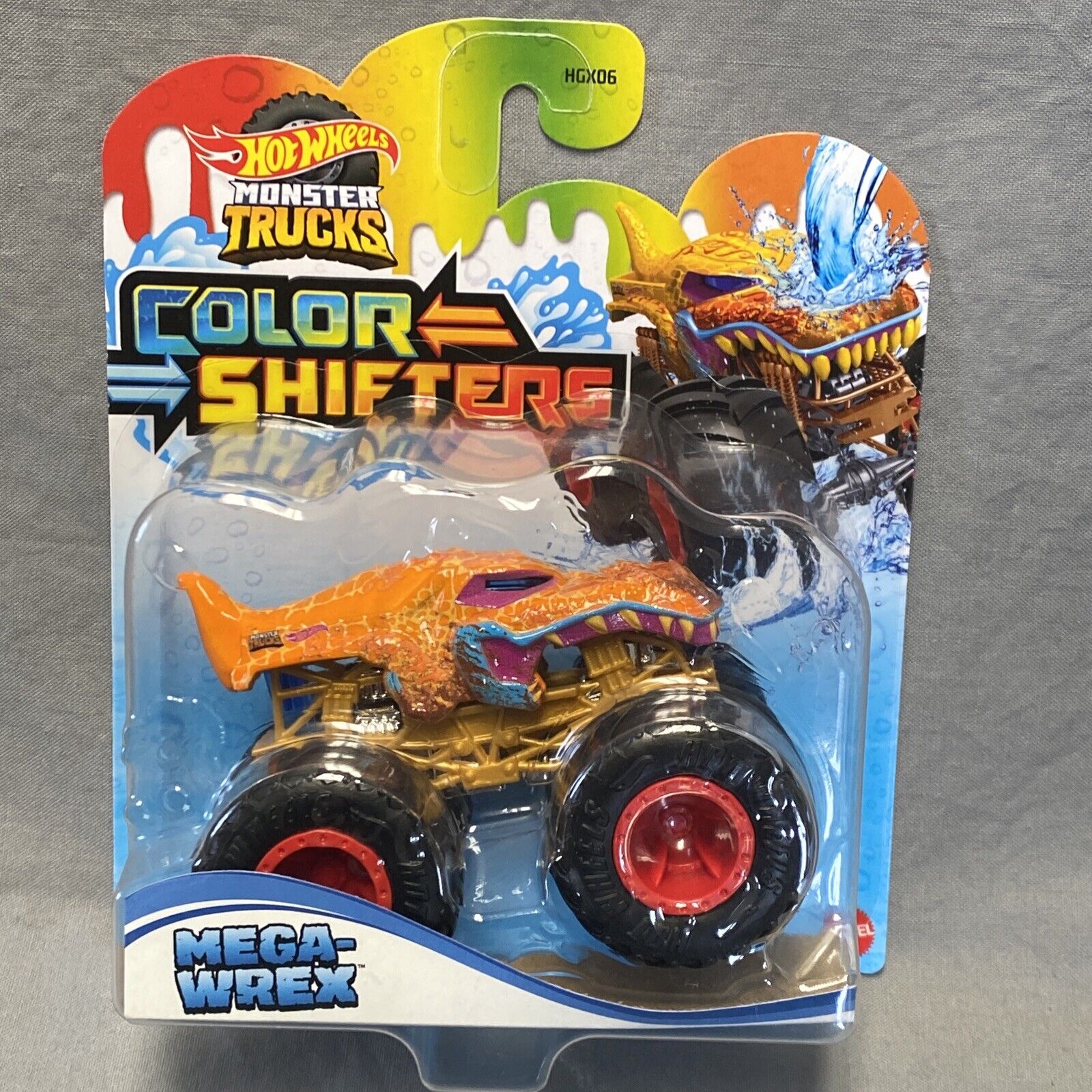 Hot Wheels Monster Trucks Color Shifters Mega-Wrex 1:64 Scale Toy Truck,  Changes Color with Water 