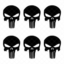 Set of 6 The Punisher Skull Vinyl Decals Stickers - Car, Laptop, Toolbox, Motor