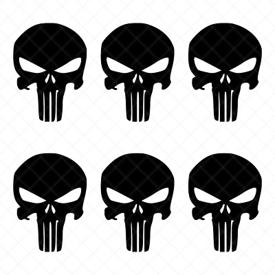 Set of 6 - The Punisher Skull Vinyl Decals Phone Helmet Gun Mag