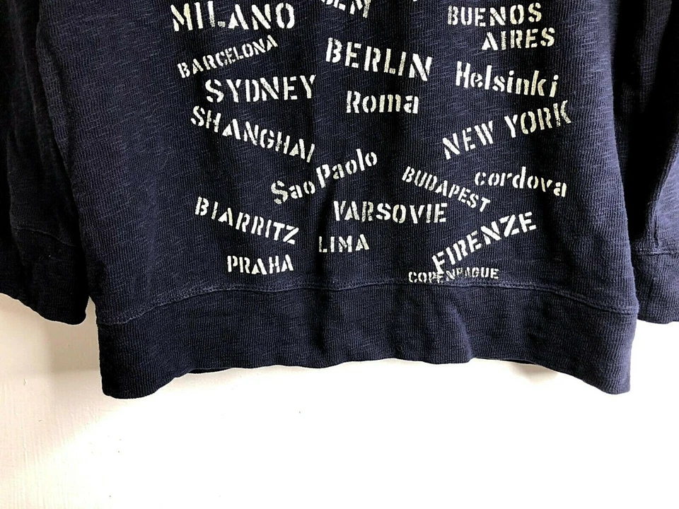 Sudadera para mujer J.Crew talla XS azul marino puerto de llamada manga 3/4 nombres de ciudad Foto 4 de 4