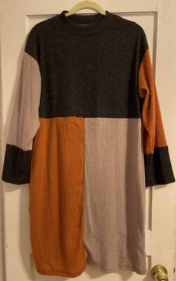 fall color block dress FALL COLOR BLOCK SUEDE SHIFT DRESS main image 1