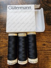 3 NEW black GUTERMANN 100 polyester thread 110 yard spools
