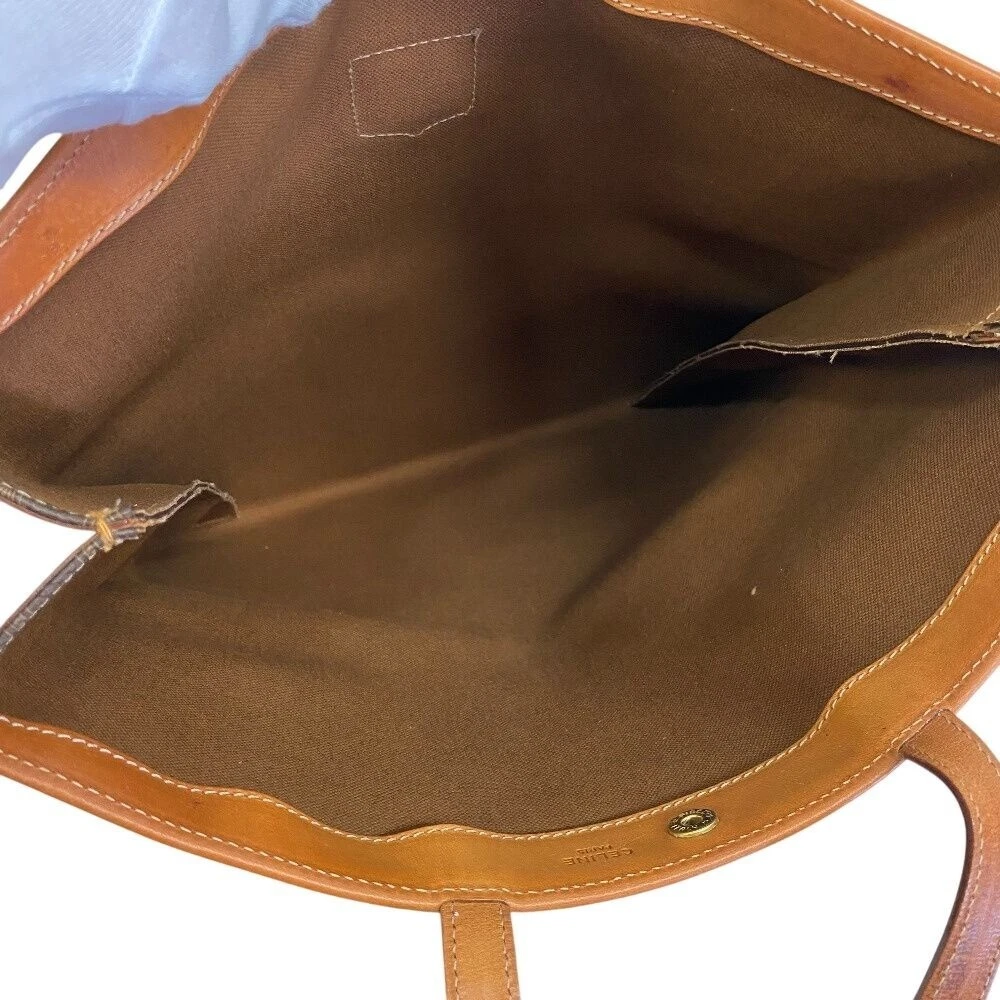 CELINE Tote Bag Borsa a tracolla Macadam PVC Pelle Marrone USATA Autore #S2095