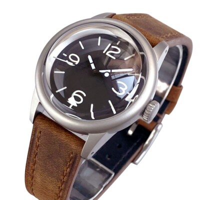 Big Number 36mm black dial Bow Sapphire Glass NH35A Automatic Mens Watch