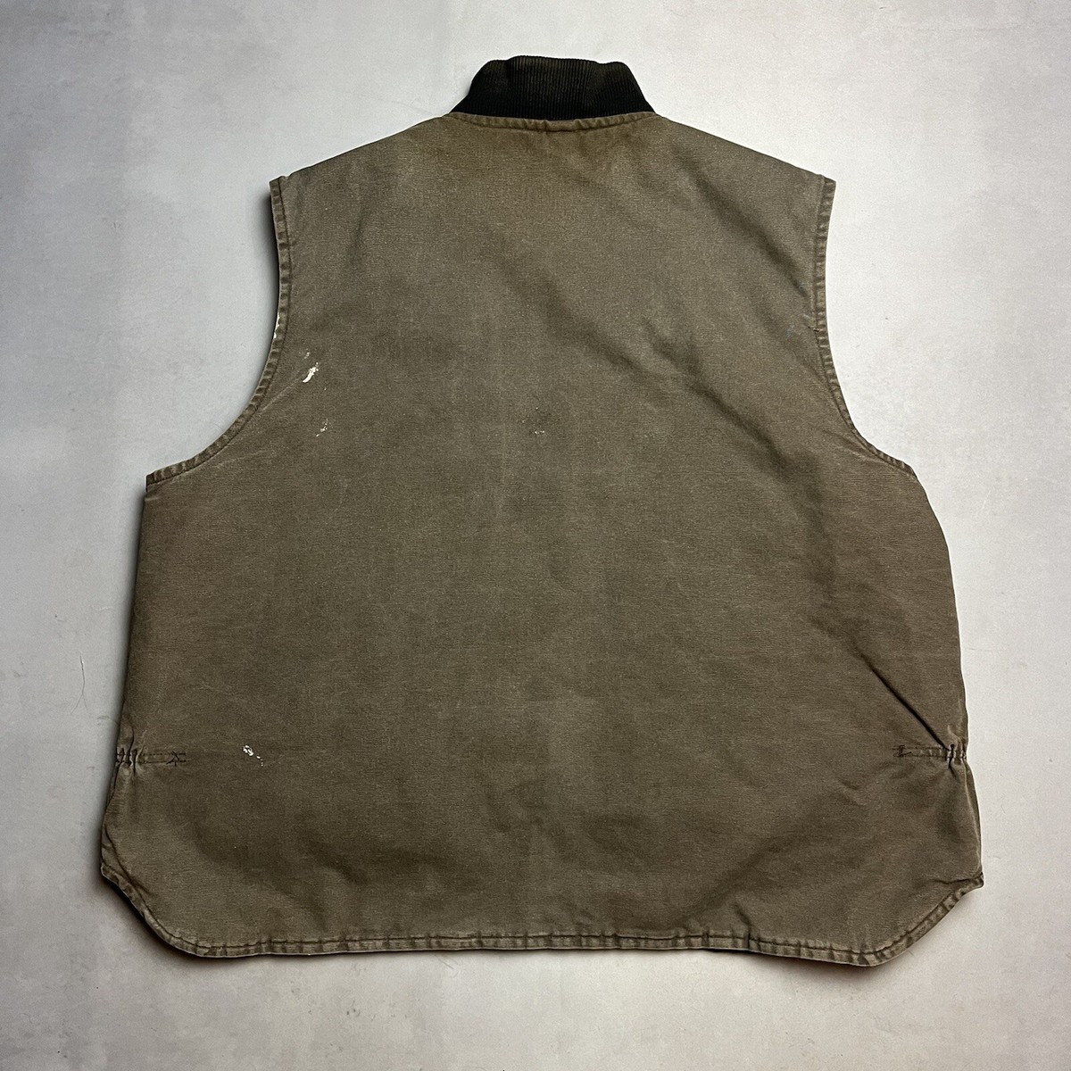 ★Carhartt Work Canvas Quilted Vest LTall Vintage Carhartt Canvas Vest Navy Blue Quilt Lined Men's 3XL