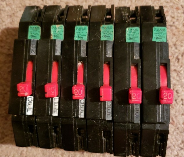 ZINSCO RA38 1P 20a Type Q Circuit Breaker. (Lot of 6) eBay