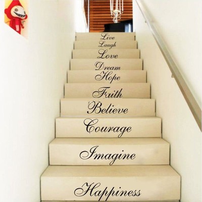 Mur Escalier Contremarche Autocollants Dix Inspiration Mots Citations Autocollant Accueil Vinyle Decors Ebay