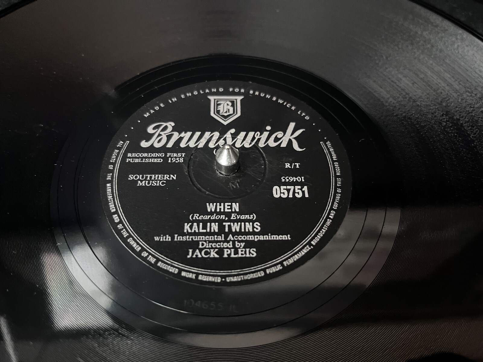 Kalin Twins When / Three O Clock Thrill 78 Shellac Record (E)