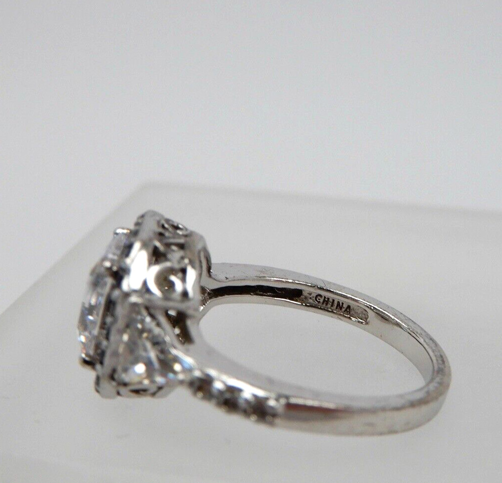 Solid Sterling Silver Square Step Cut CZ & Turmal… - image 14